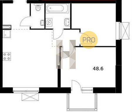 1-комнатная квартира 37 м² в 6 корпусе 