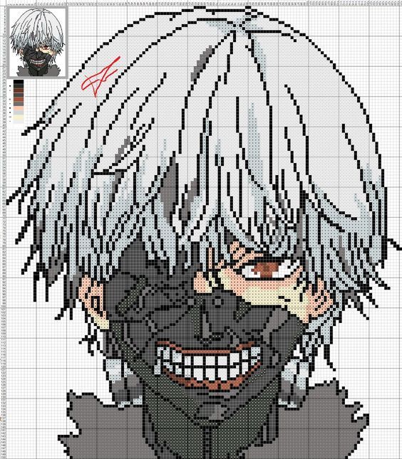 Anime Embroidery Pattern Ken Kaneki Eye 