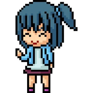 Vector Pixel Art Anime Girl Isolated