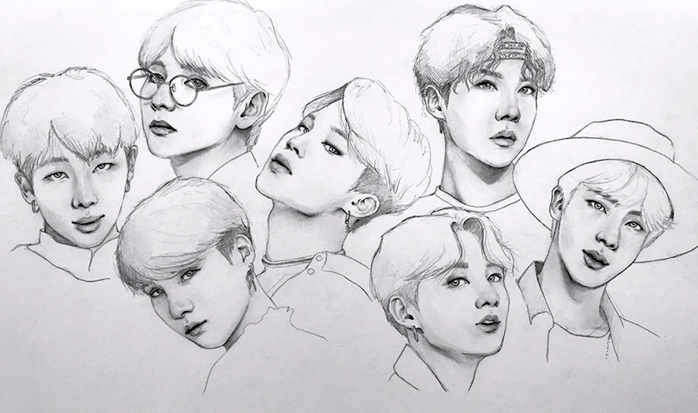 Рисунки bts легкие милые для начинающих 