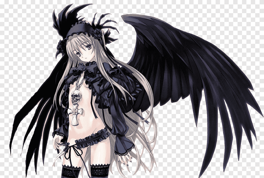 Angel, art, wings, manga, black, boy 