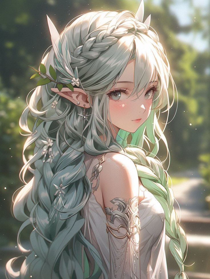 Silver-Haired Anime Elf Casting Magic