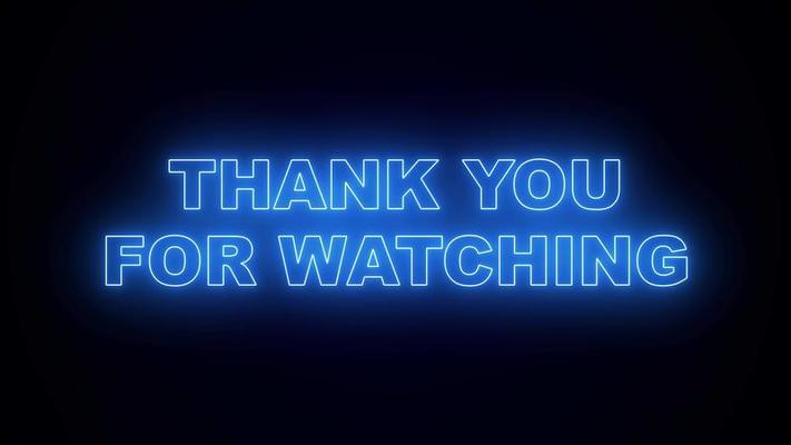 Animation thank you for watching text neon colorful with 