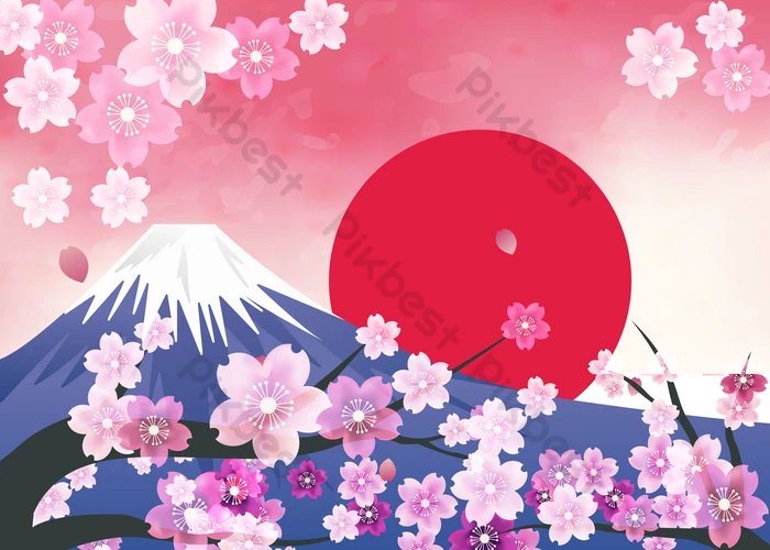 Sakura with blue sky vector background 