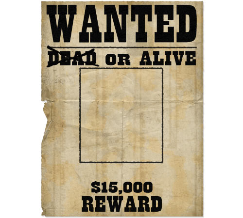 Vintage western reward placard