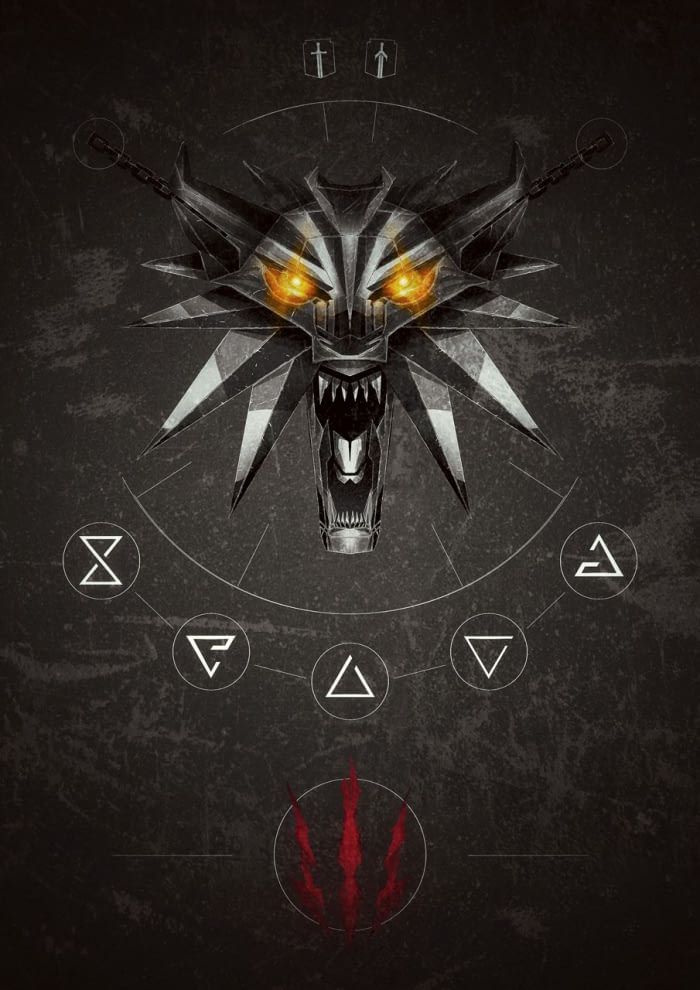 Wallpaper wolf, medallion, the witcher 