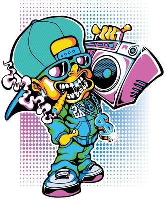 Hip Hop Graffiti Doodle Art Illustration Vector Art Print 