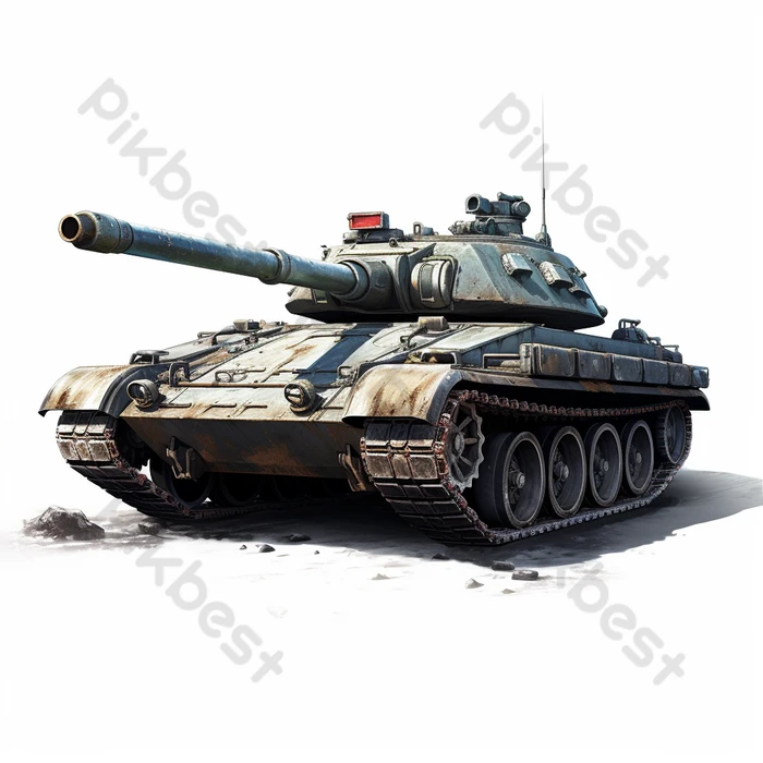 Main battle tank on white background 