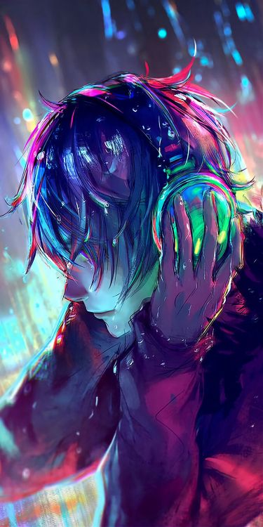 Anime Glowing Neon Colors Metal Poster 