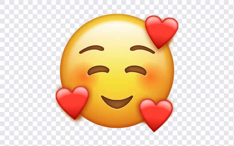 Smile Emoji With Hearts PNG 