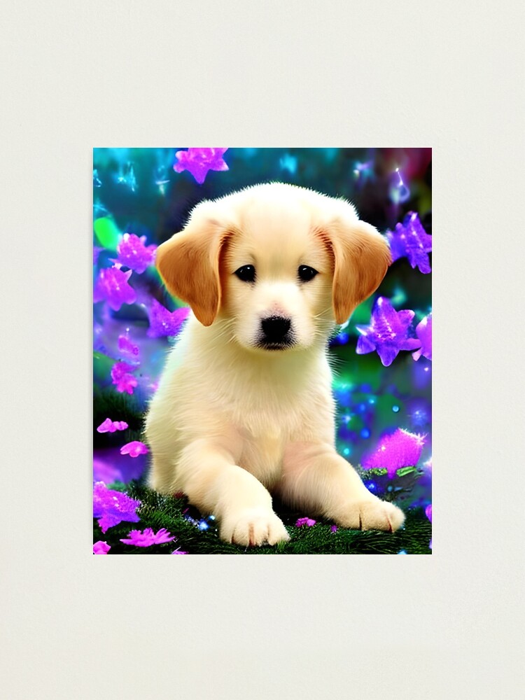 Cute puppy dog with magical nature 