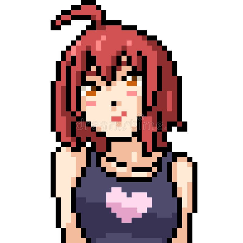 Garota estilo semi-anime pixel 