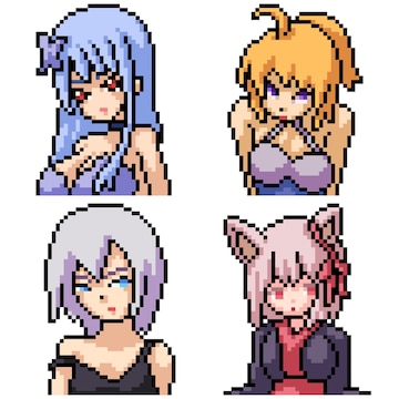 Pixel art jogo personagem feminina elfo anime cabelo azul 