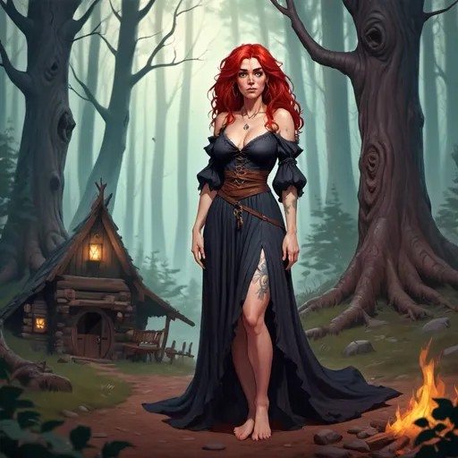 Fantasy illustration of a witch in the 